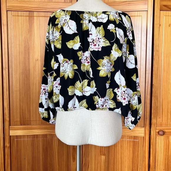 a.n.a Black Floral Crop Blouse Off Shoulder Festival Trendy Sexy Casual Chic - Picture 5 of 10